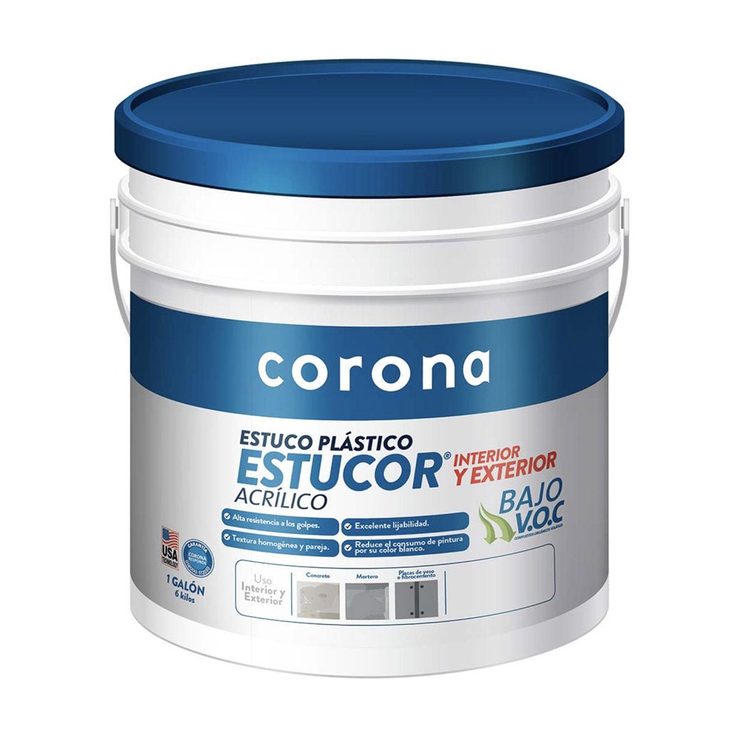 Estuco Plástico Corona Estucor Interior y Exterior - Pinturas y Lacas